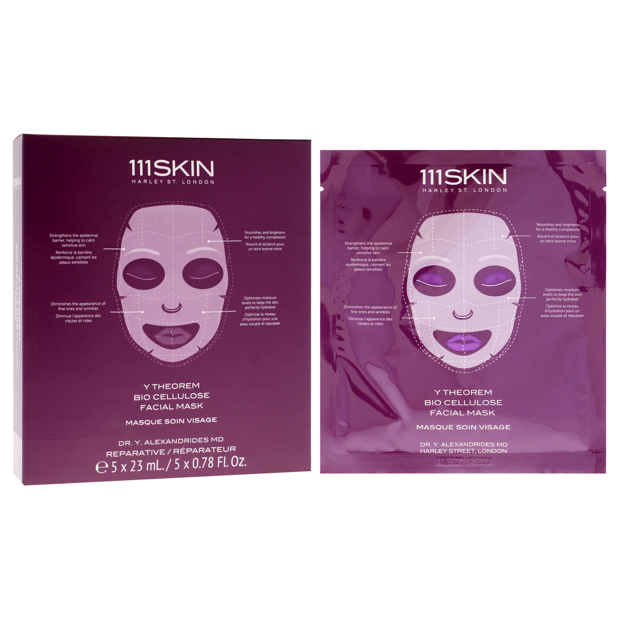 Y Theorem Bio Cellulose Facial Mask by 111Skin for Unisex - 5 Pc Mask, See Description, alternate image number 2