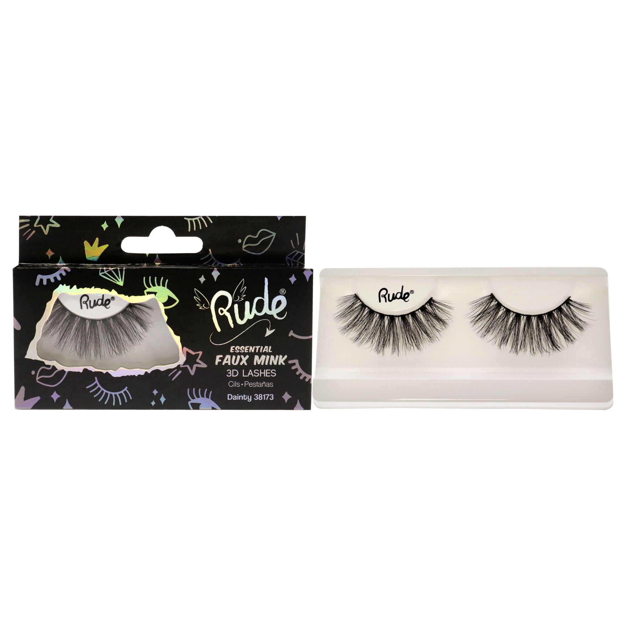 Essential Faux Mink 3D Lashes - Dainty by Rude Cosmetics for Women - 1 Pc Pair, See Description, hi-res image number 0