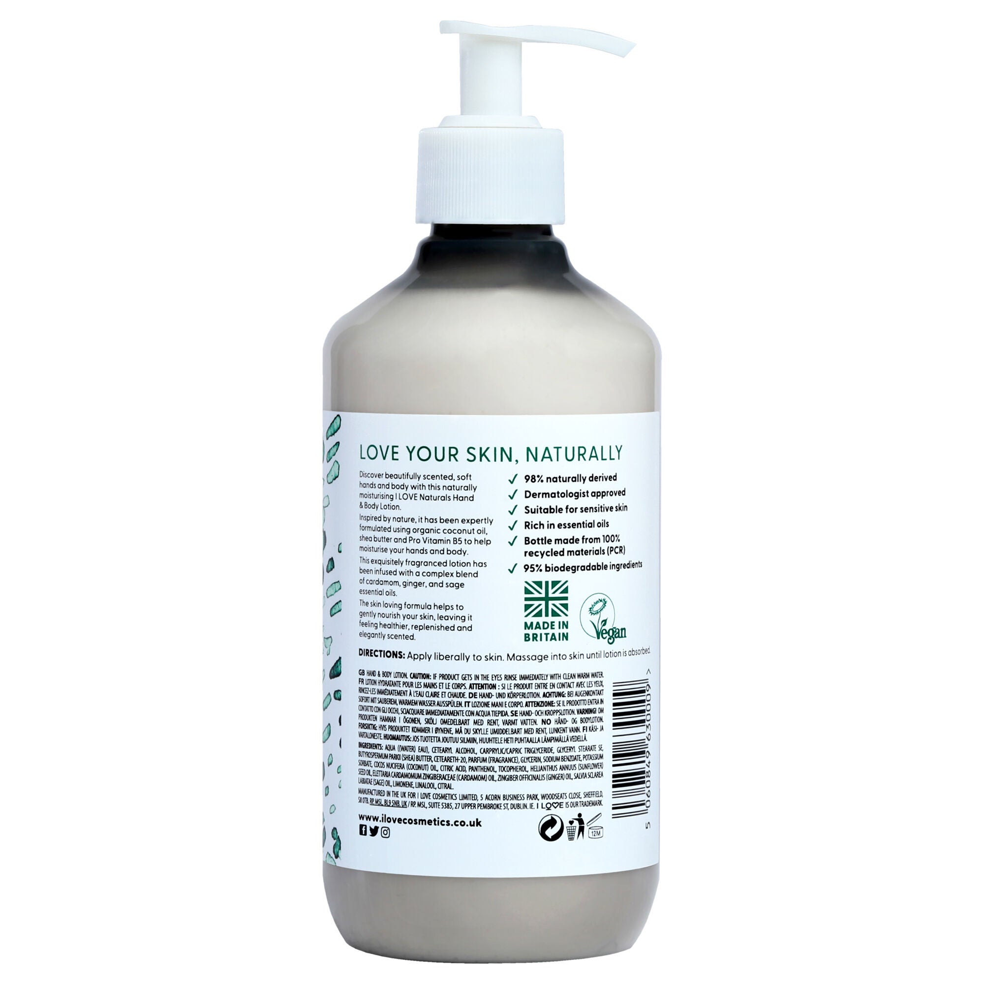 Naturals Hand and Body Lotion - Lime-Ginger and Cardamon by I Love Cosmetics for Women - 16.9 oz Body Lotion, See Description, alternate image number 1