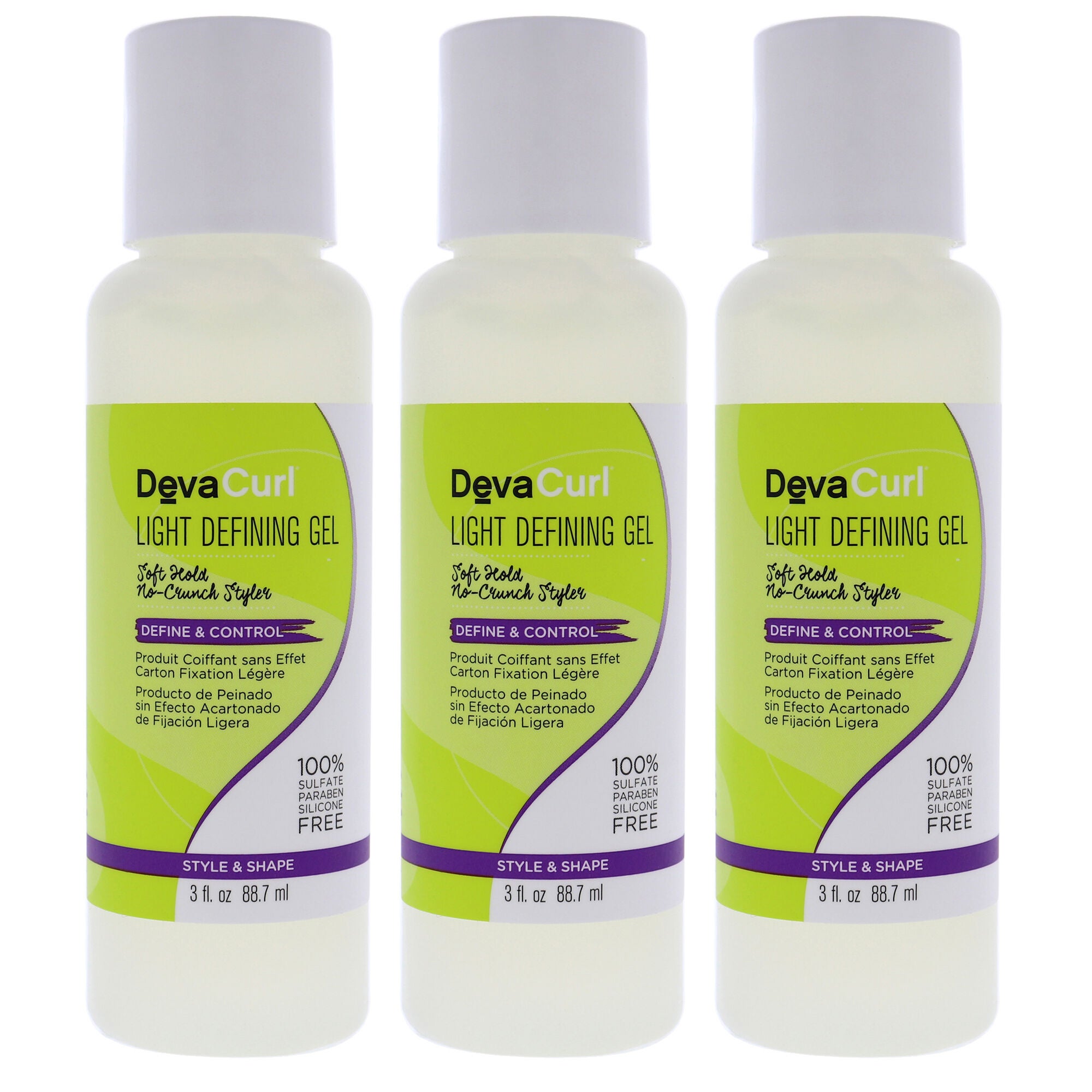 DevaCurl Light Defining Gel by DevaCurl for Unisex - 3 oz Gel - Pack of 3, Clear, hi-res image number 0