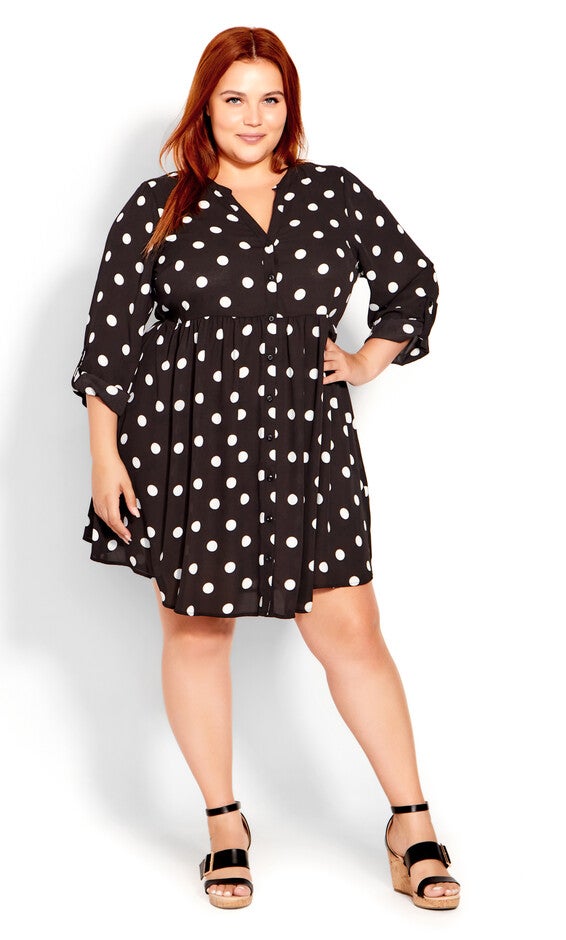 Gathered Waist Tunic - black spot, , alternate image number 2