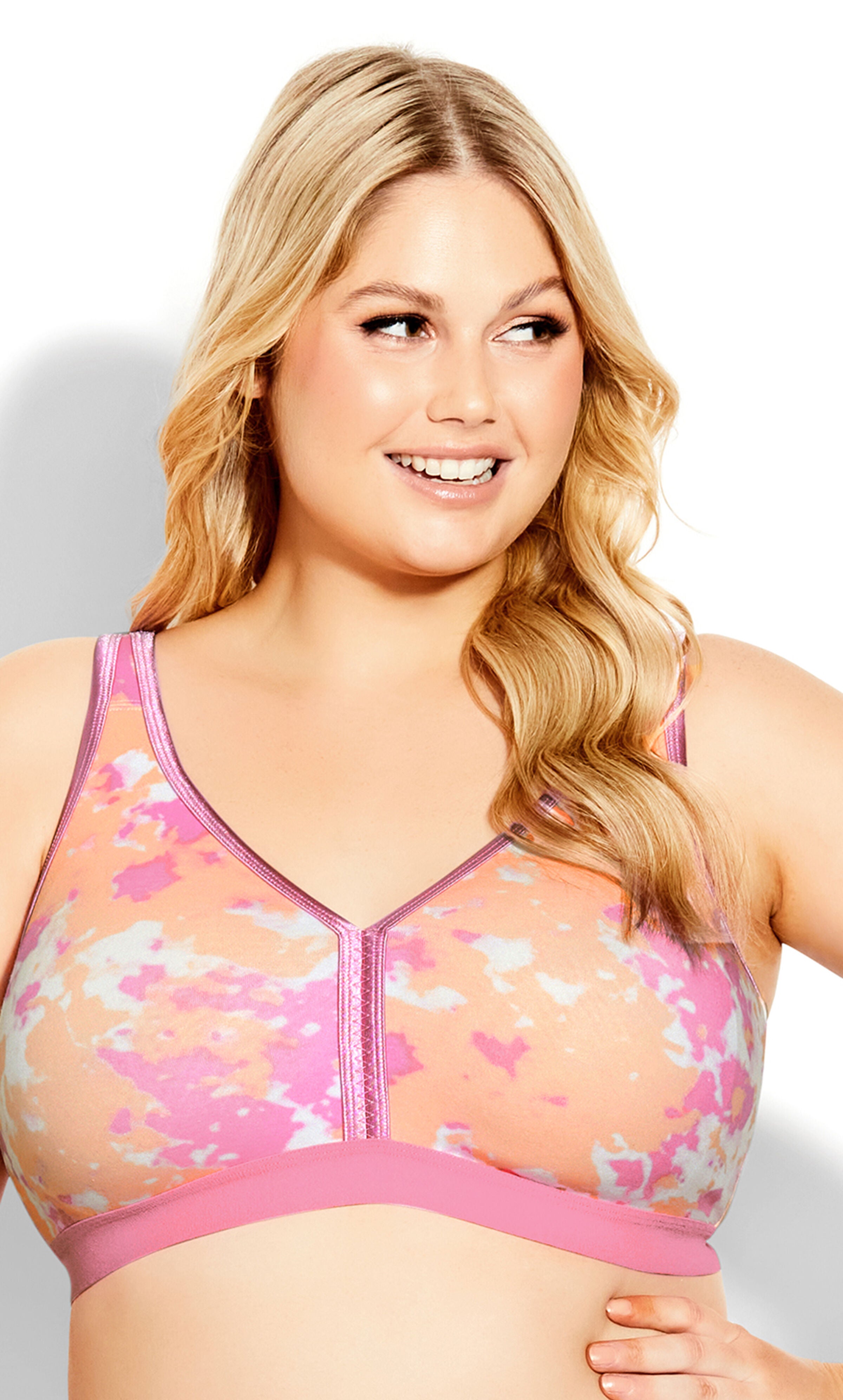 Fashion Cotton Print Bra - blush tie dye, Pink, hi-res image number 0