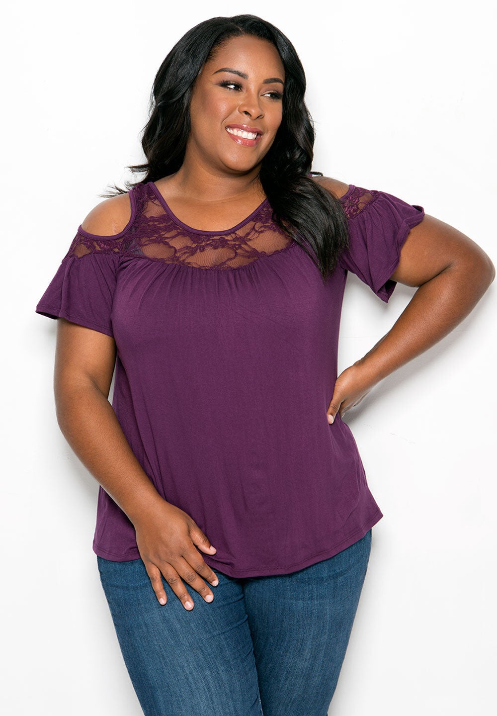 Stacy Cold Shoulder Top, Blue, hi-res image number 0