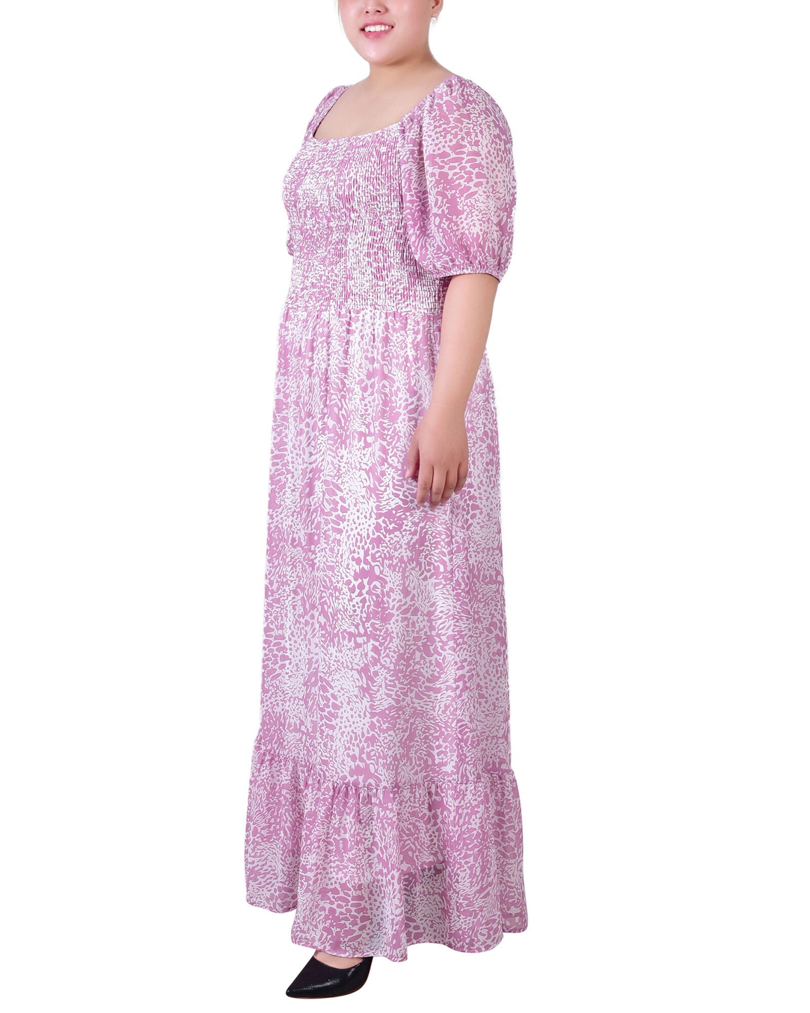 Short Sleeve Smocked Maxi Dress, , alternate image number 2