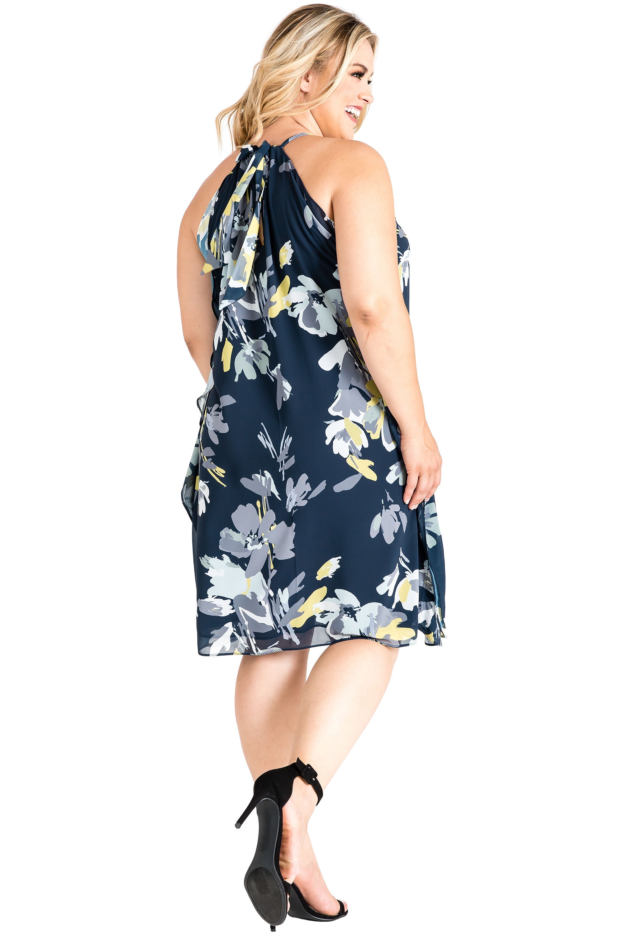 Plus Size Women's Choker Trapeze Chiffon Dress, , alternate image number 1