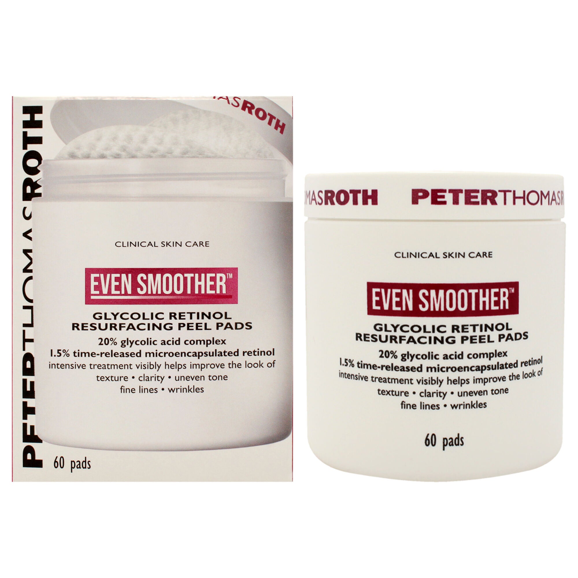 Even Smoother Glycolic Retinol Resurfacing Peel Pads by Peter Thomas Roth for Women - 60 Pads Treatment, See Description, hi-res image number 0