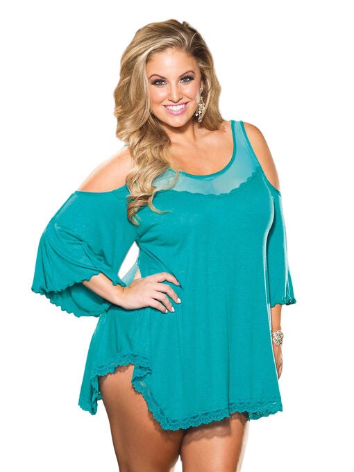 Jersey Knit Sleepshirt, Teal, hi-res image number null