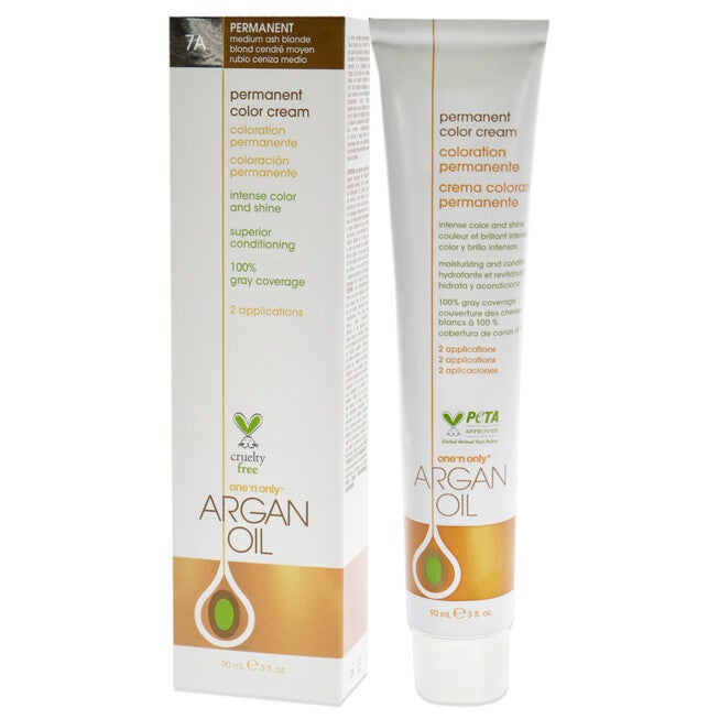 Argan Oil Permanent Color Cream - 7A Medium Ash Blonde by One n Only for Unisex - 3 oz Hair Color, See Description, alternate image number 3