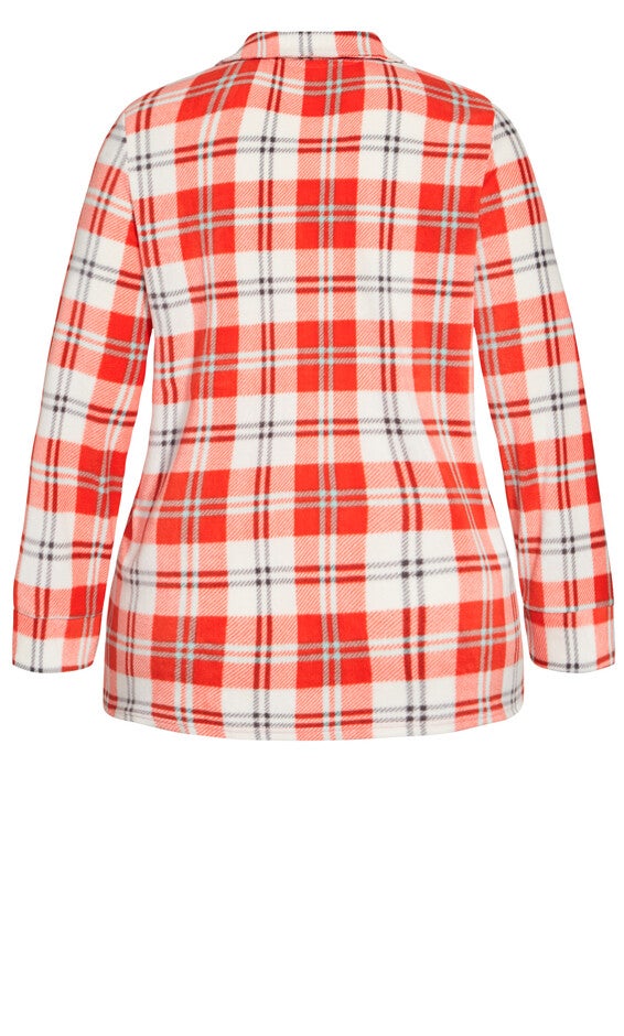 Button Check Fleece Sleep Top - red check, , alternate image number 5