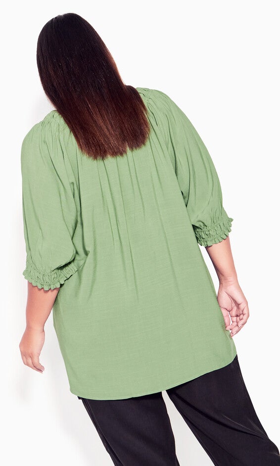 Bianca Pleat Neck Top - olive, , alternate image number 3