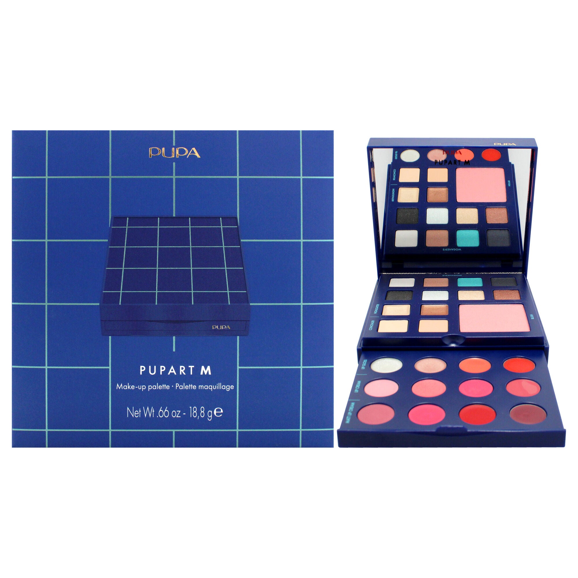 Pupart M Make-Up Palette - 004 Blue by Pupa Milano for Women - 0.66 oz Makeup, See Description, hi-res image number 0