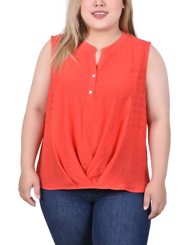 Sleeveless Blouse With Eyelet Insets, Bittersweet, hi-res image number 0