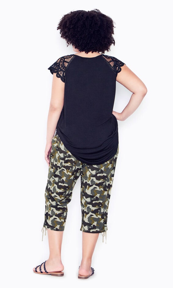Cotton Cinch Print Capri - camo, , alternate image number 2