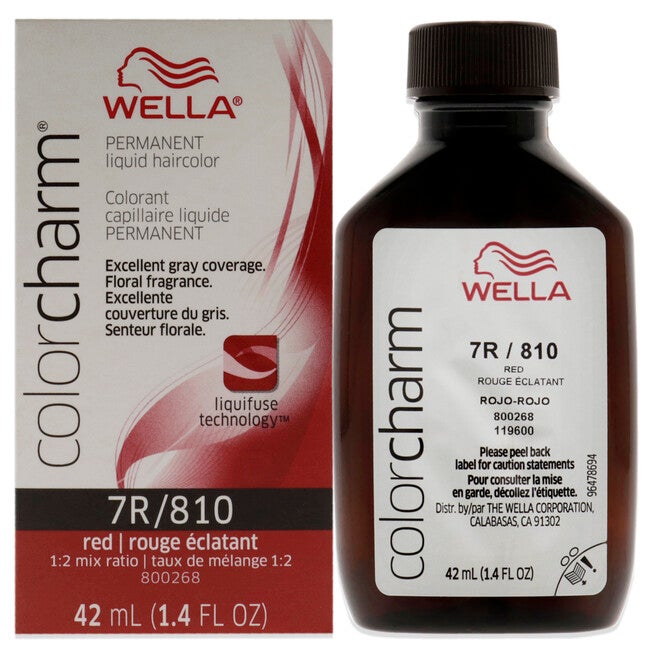 Color Charm Permanent Liquid Hair Color - 810 7R Red Red Intensifier by Wella for Unisex - 1.42 oz Hair Color, See Description, hi-res image number 0