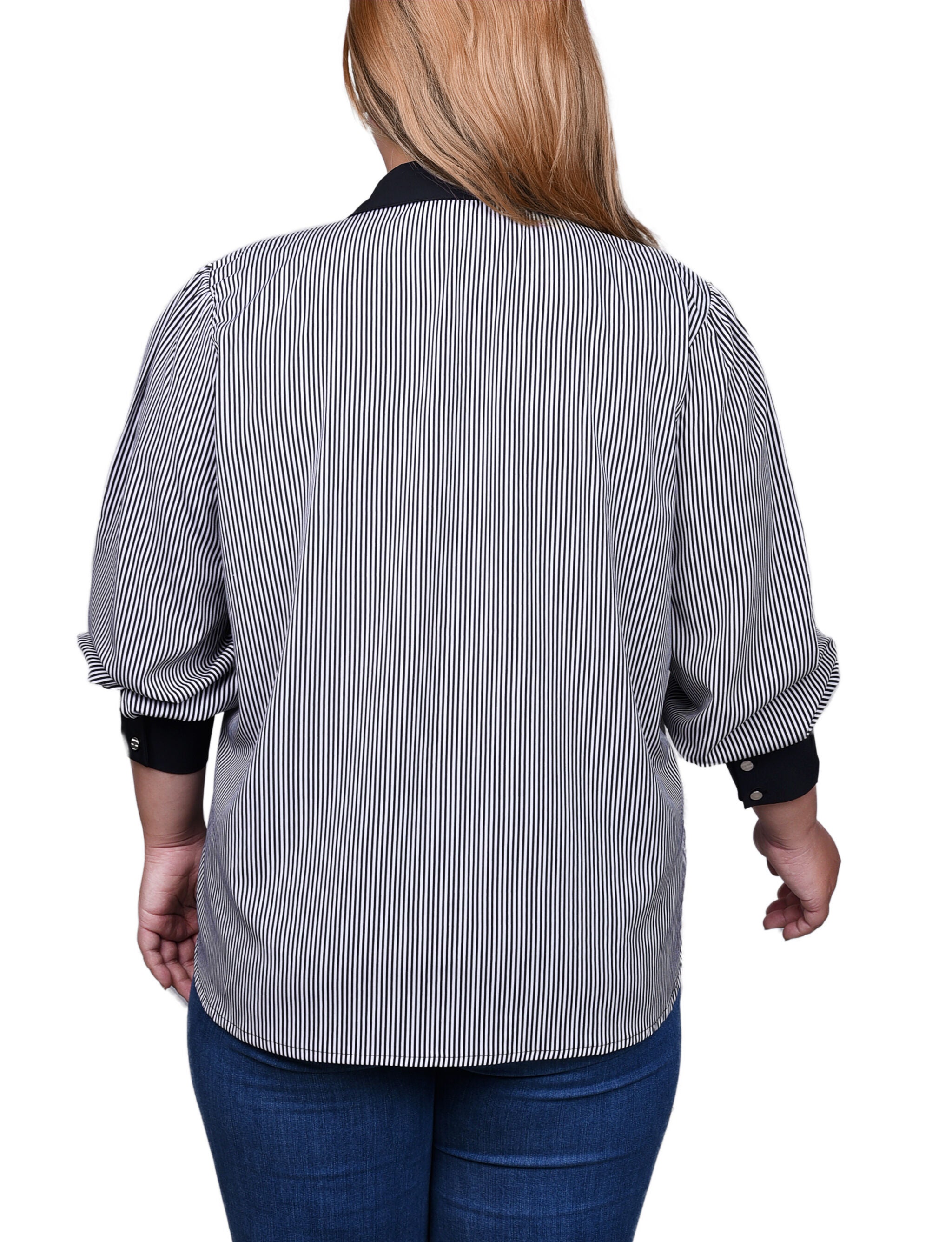 Long Sleeve Colorblocked Blouse, , alternate image number 3