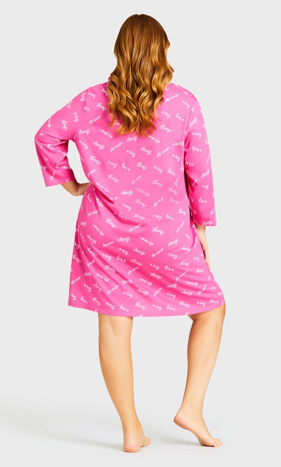 3/4 Sleeve Sleep Shirt - pink sleep, , alternate image number 1