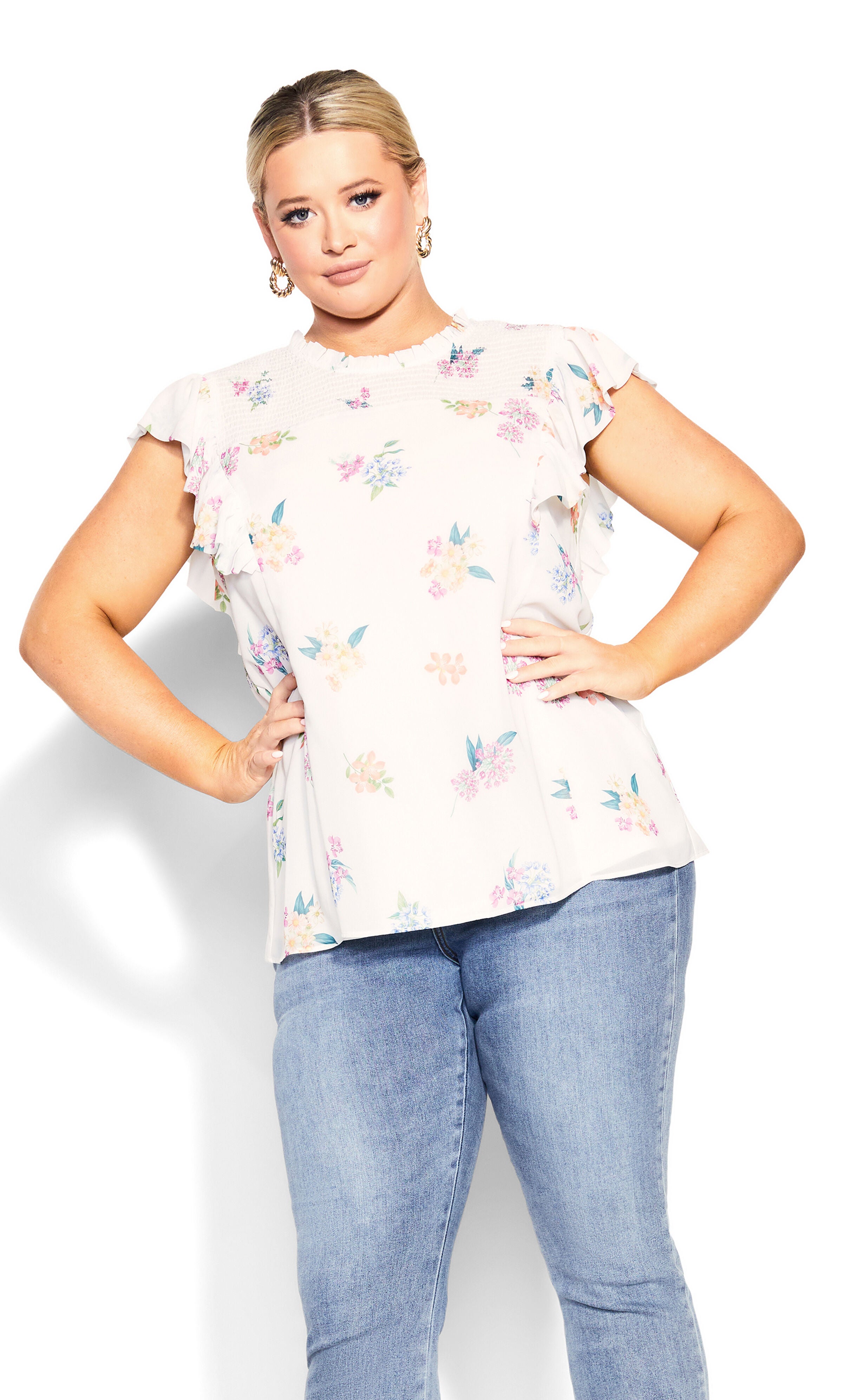 Bella Print Top - ivory, , alternate image number 2