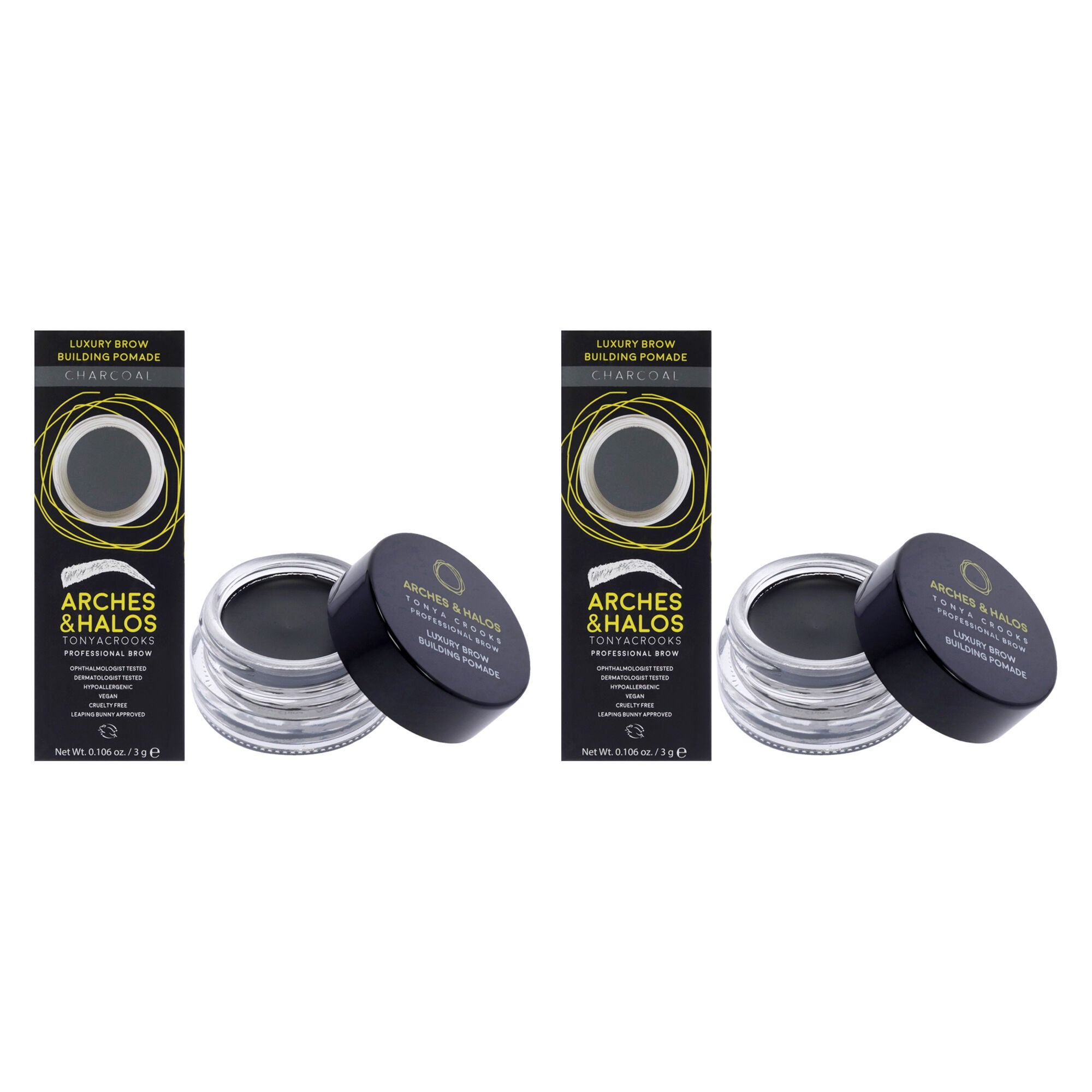 Luxury Brow Building Pomade - Charcoal by Arches and Halos for Women - 0.106 oz Pomade - Pack of 2, See Description, hi-res image number 0