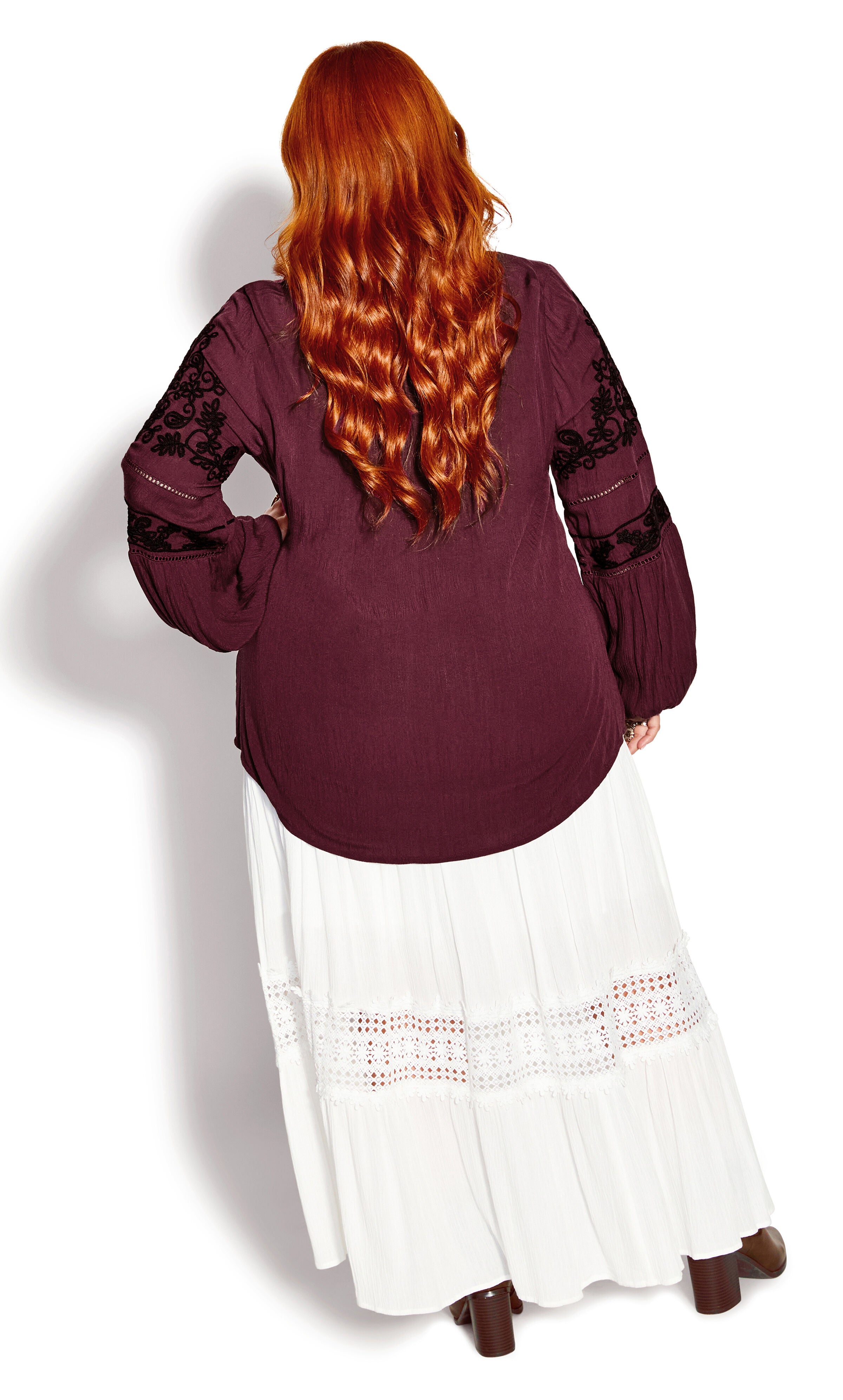 Spirit Embroidered Top - wine, , alternate image number 3