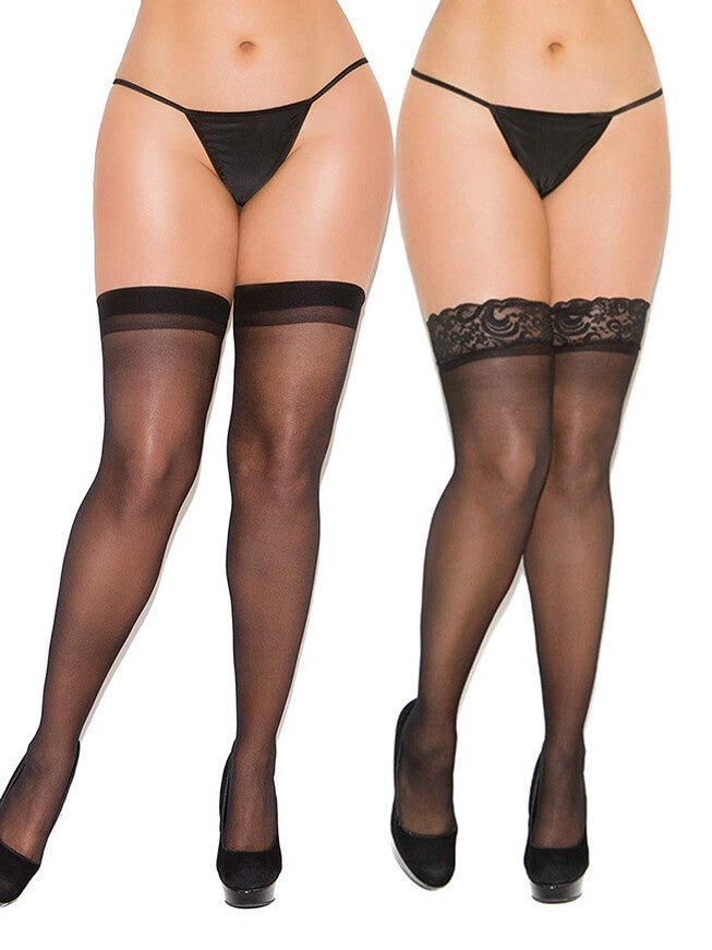 Back Seam Thigh High Pack, Black / black, alternate image number 1
