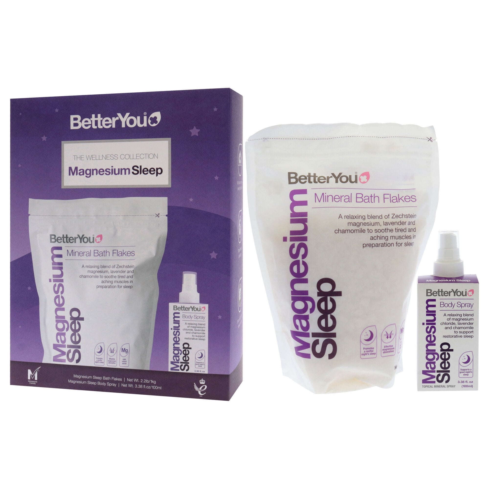 The Wellness Collection - Magnesium Sleep by BetterYou for Unisex - 2 Pc 3.38oz Body Spray, 35.2oz Bath Salt, See Description, alternate image number 3