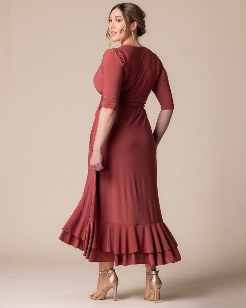 Veronica Ruffled Evening Gown, Rosy Sunset, alternate image number 1