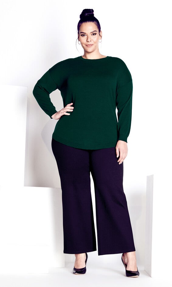 Tully Curved Hem Sweater - green moss, , alternate image number 2