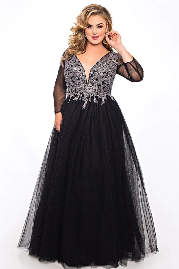 Lace Illusions Formal Dress, BlackSilver / Black, hi-res image number 0