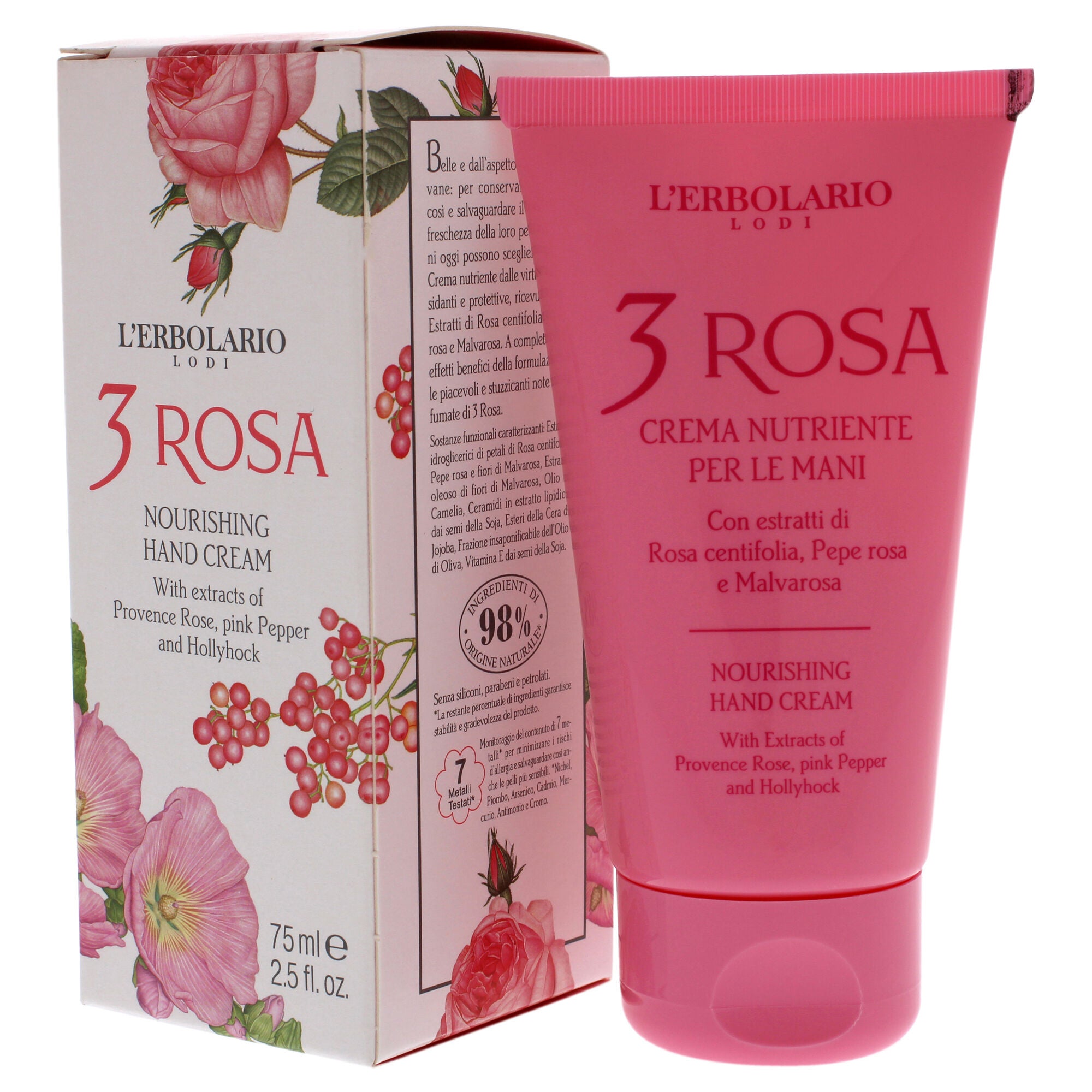 3 Rosa Nourishing Hand Cream by LErbolario for Unisex - 2.5 oz Cream, See Description, alternate image number 2