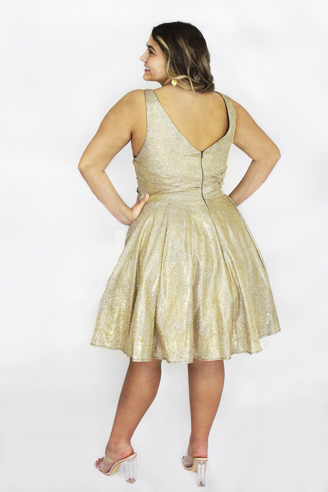 SPARKLE FEVER PARTY DRESS, Gold / Gold, alternate image number 1