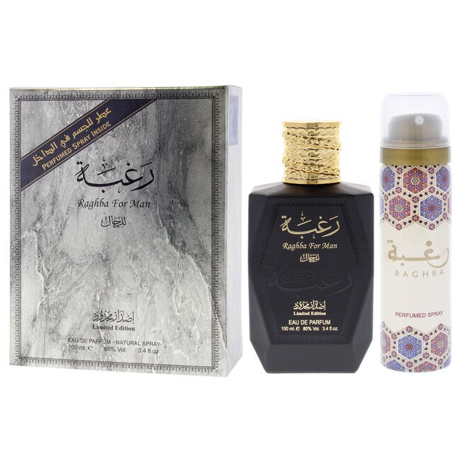 Raghba by Lattafa for Men - 2 Pc Gift Set 3.4oz EDP Spray, 1.7oz Perfumed Spray, See Description, alternate image number 3
