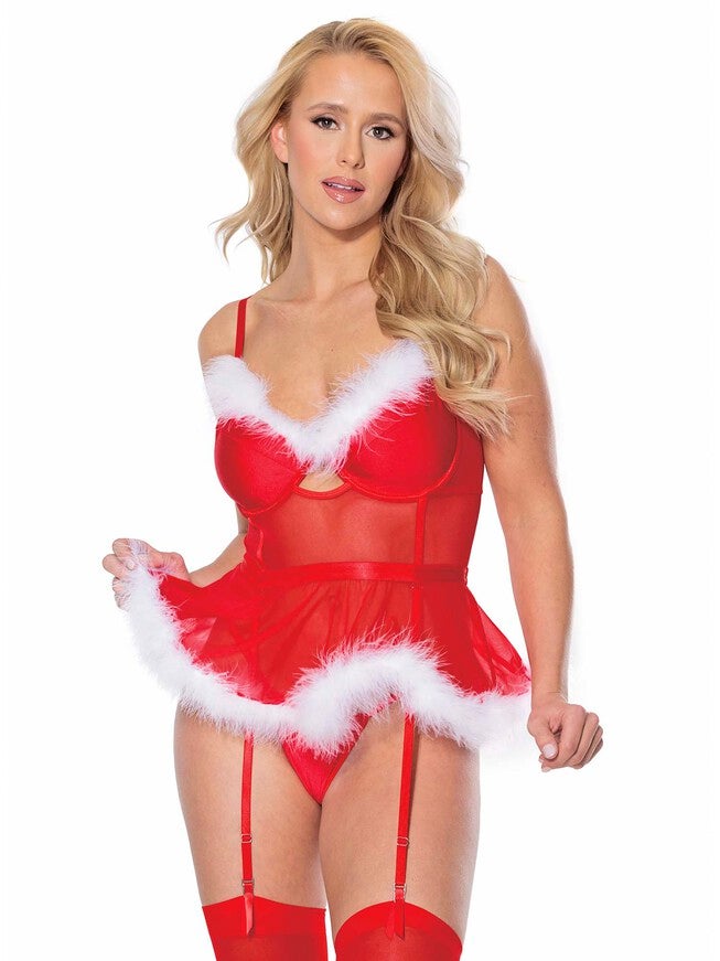 Santa Baby Mesh Bustier, Red / red, alternate image number 2