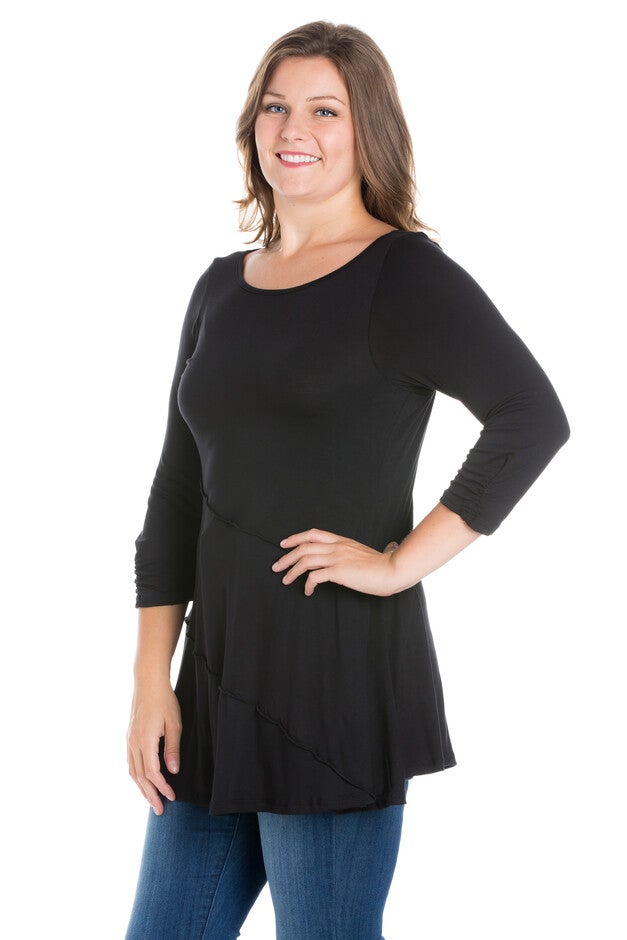 Ruched Sleeve Swing Plus Size Tunic Top, , alternate image number null