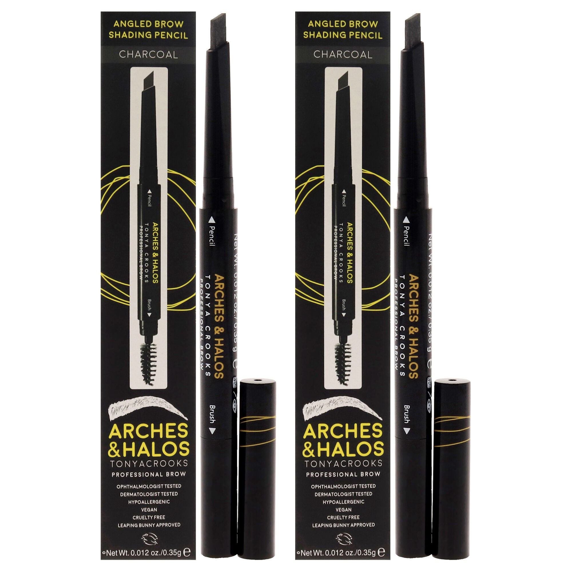 Angled Brow Shading Pencil - Charcoal by Arches and Halos for Women - 0.012 oz Eyebrow Pencil - Pack of 2, See Description, hi-res image number 0