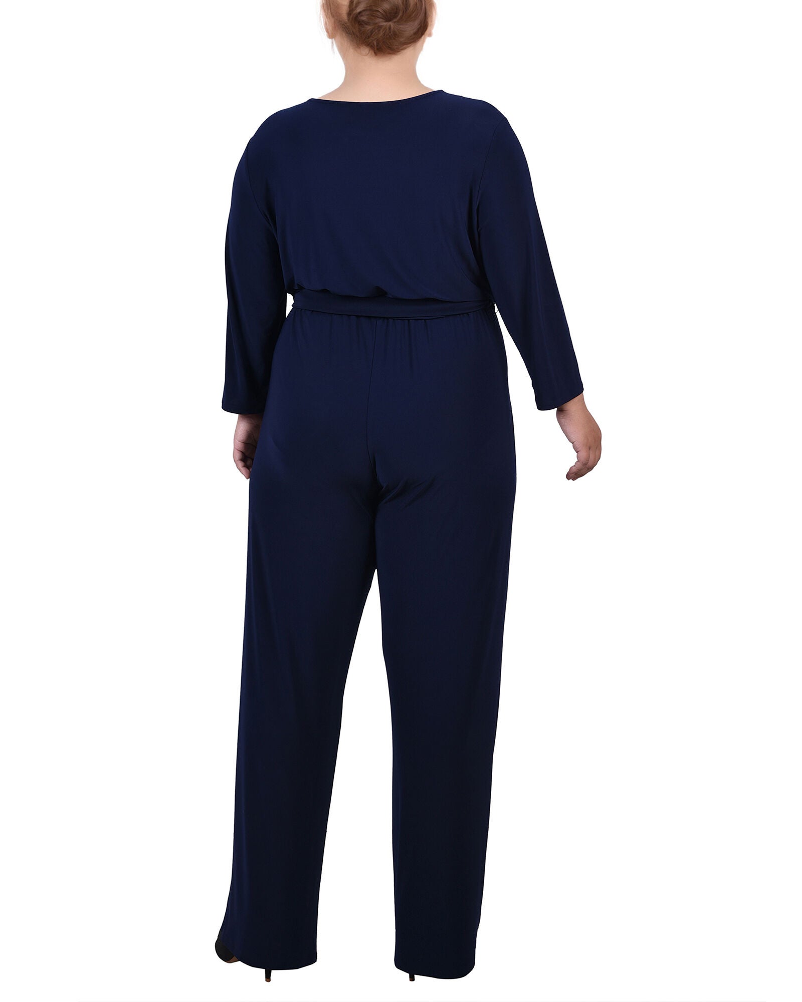 3/4 Sleeve Belted Jumpsuit, , alternate image number 3