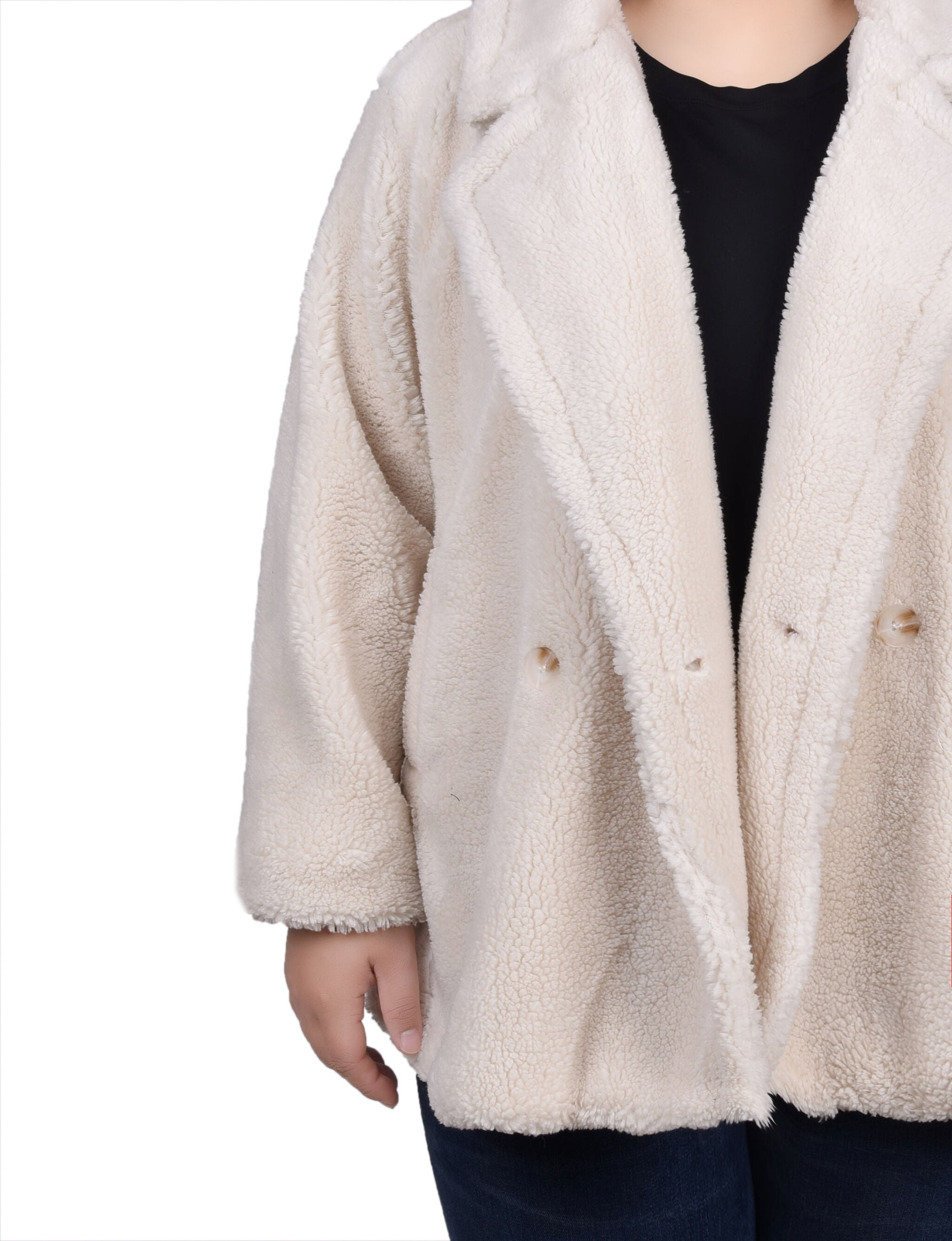 Long Sleeve Double Breasted Sherpa Jacket, , alternate image number 2