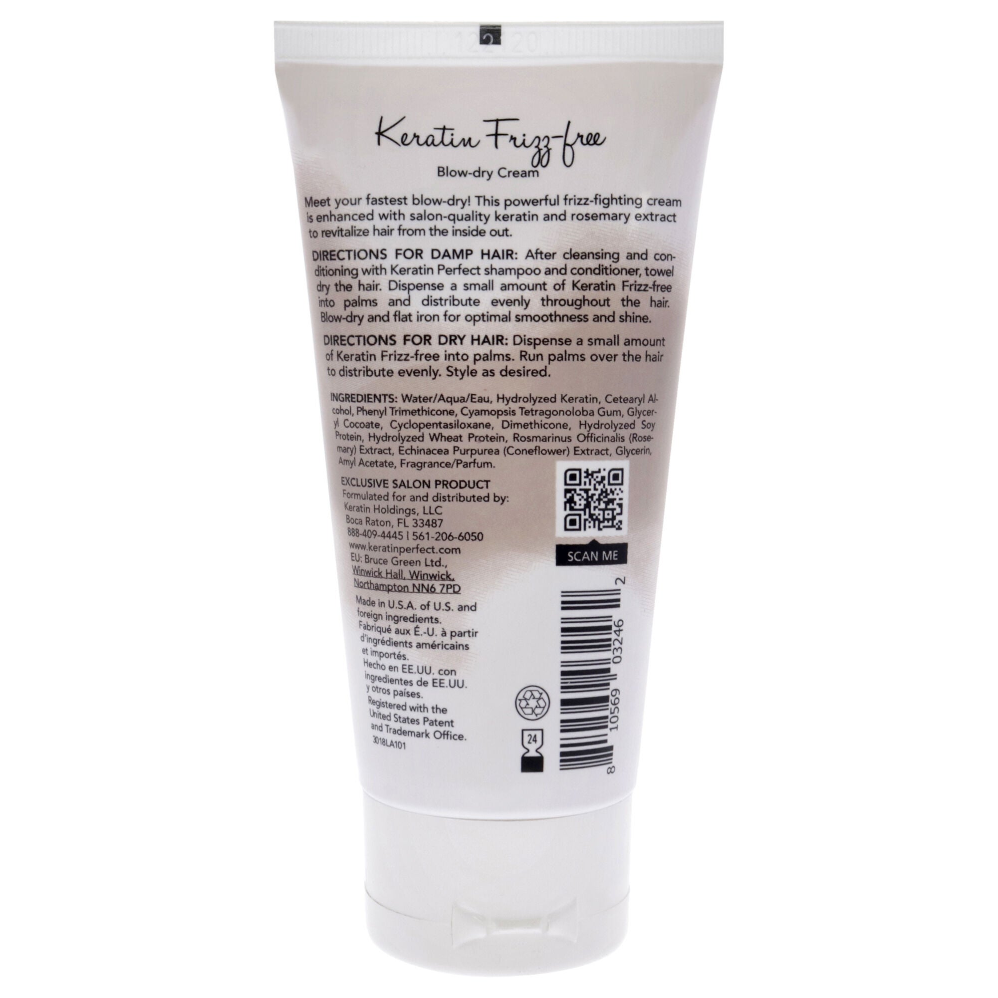 Keratin Frizz-Free Blow Dry Cream by Keratin Perfect for Unisex - 2.5 oz Cream, , alternate image number 4