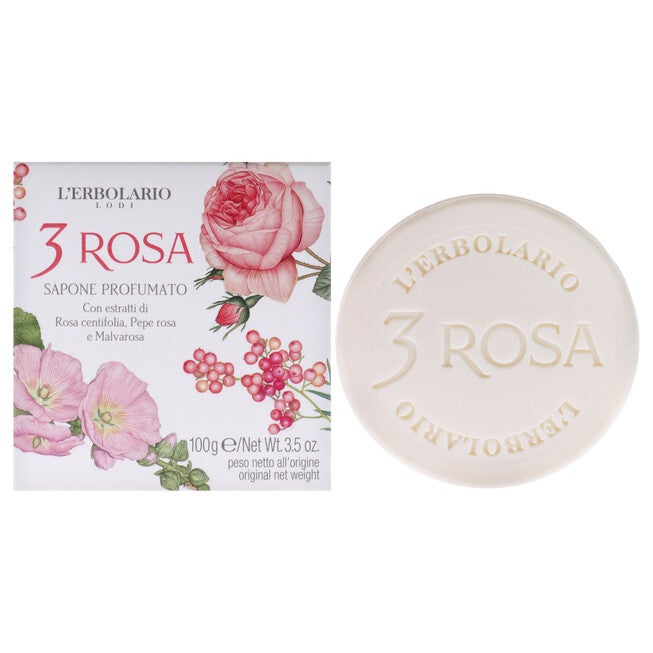 3 Rose Perfumed Bar Soap by LErbolario for Unisex - 3.5 oz Soap, NA, hi-res image number null
