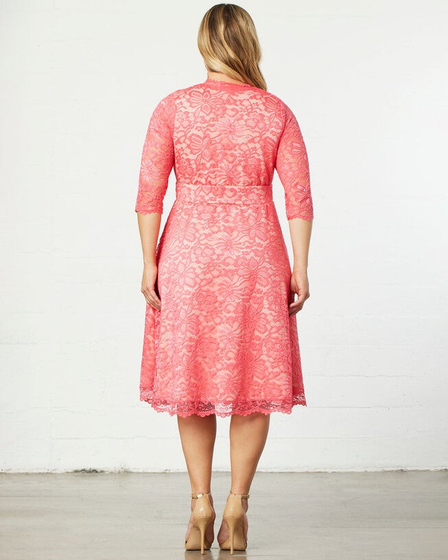 Mademoiselle Lace Cocktail Dress, Coral, alternate image number null