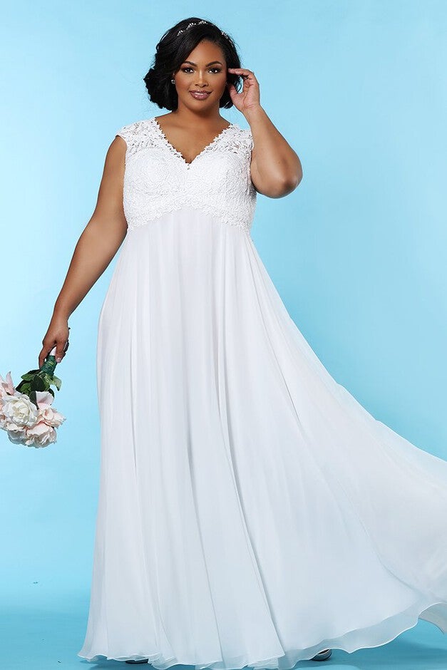 Renee Bridal Gown Chiffon Empire Plus Size Bridal Dress, Ivory, hi-res image number null