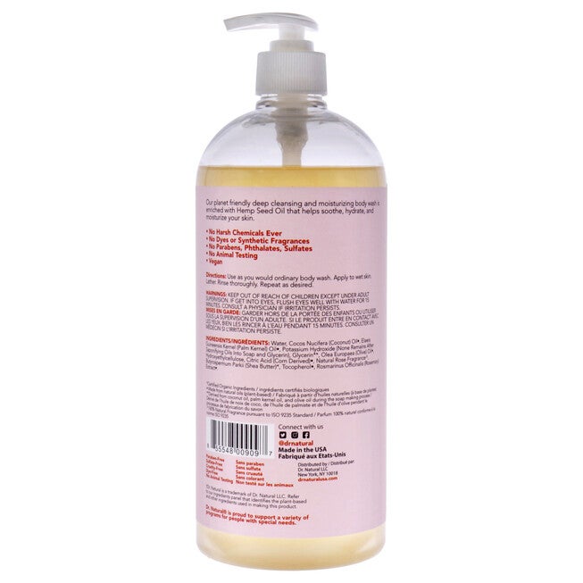 Invigorating Body Wash - Rosewater by Dr. Natural for Unisex - 32 oz Body Wash, NA, alternate image number null