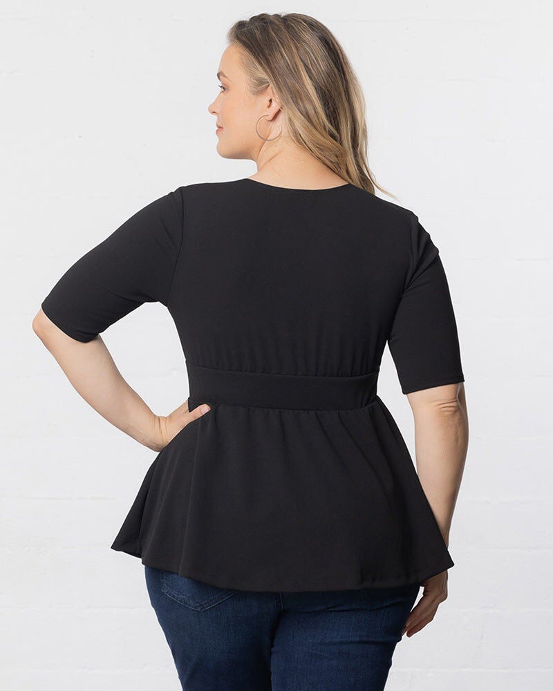 Posh Peplum Top, Black Noir, alternate image number 1