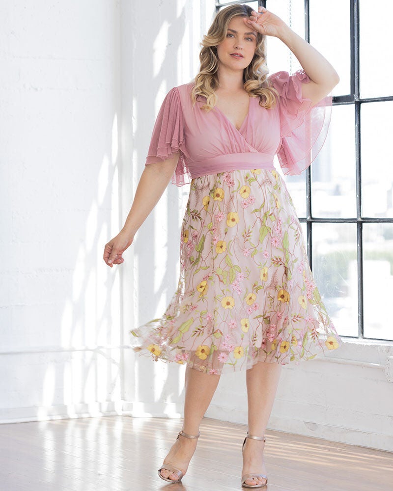 Lillian Embroidered Cocktail Dress, Dawn Garden, hi-res image number 0