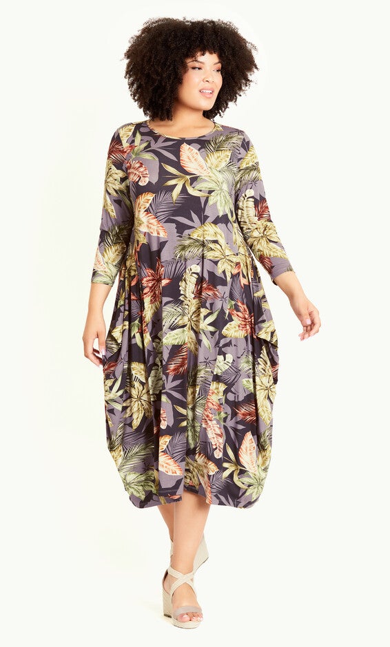 Karina Knit Print Dress - amethyst, Brown, hi-res image number null