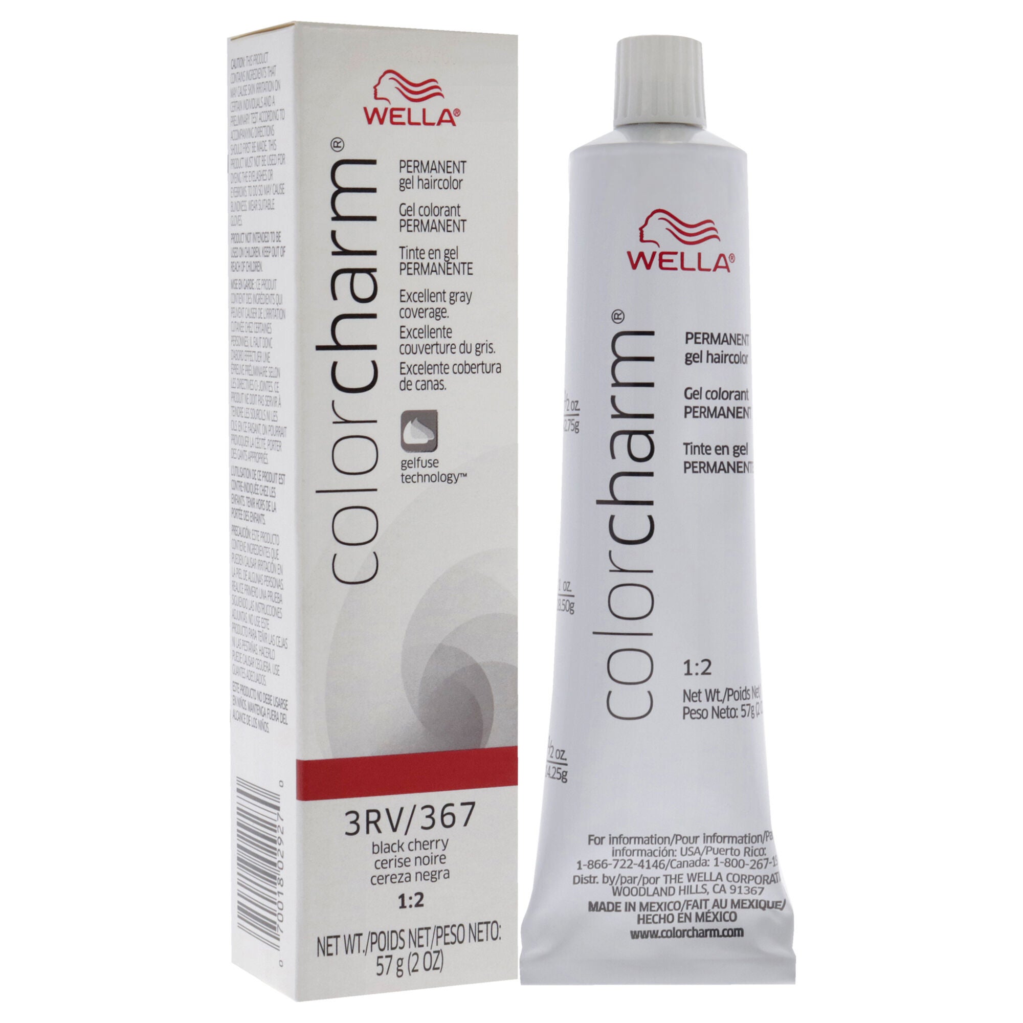 Color Charm Permanent Hair Color Gel - 3RV 367 Black Cherry by Wella for Unisex - 2 oz Hair Color, See Description, alternate image number 2