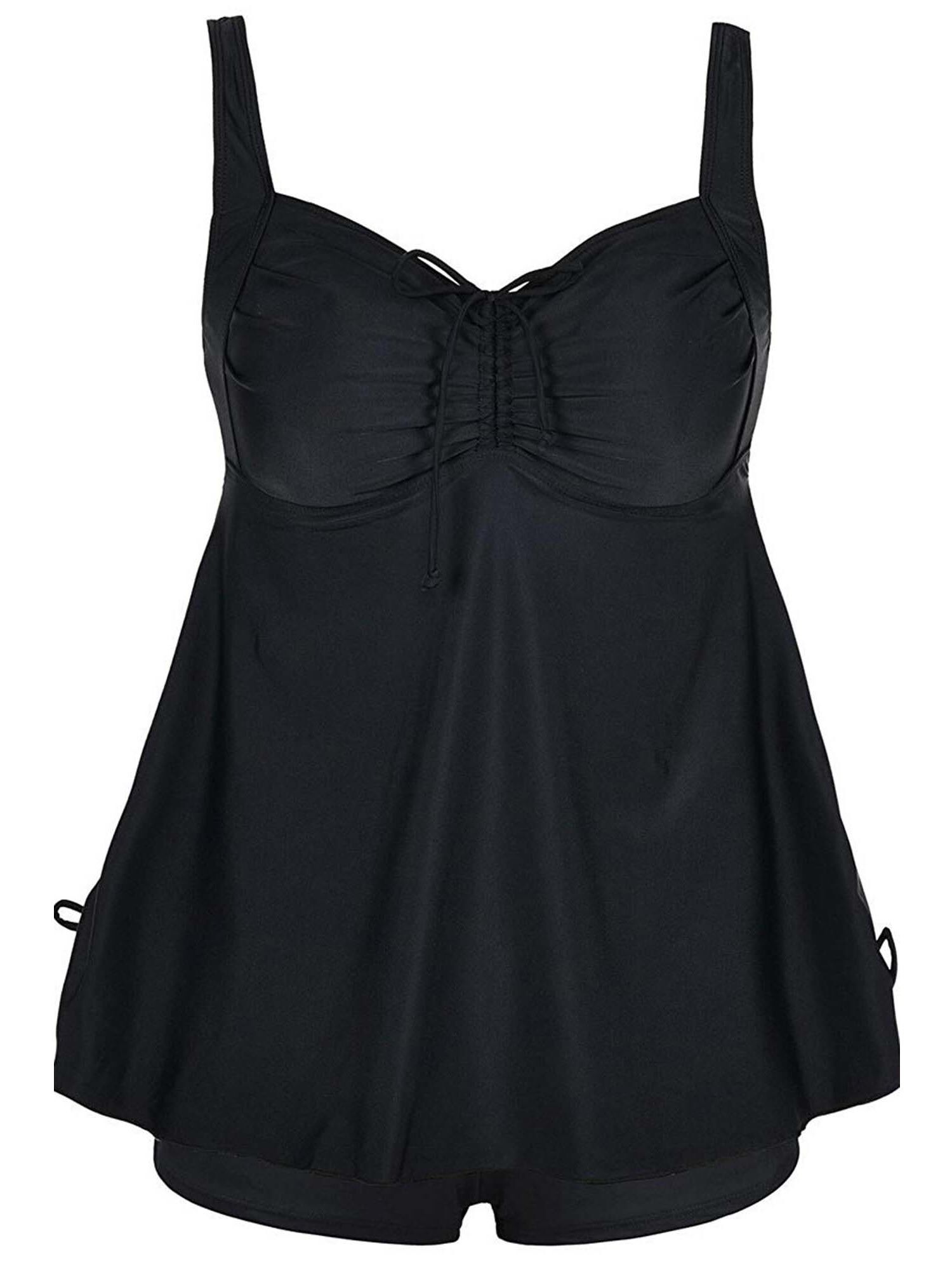 Cinch Front Tankini Set, Black / black, hi-res image number 0