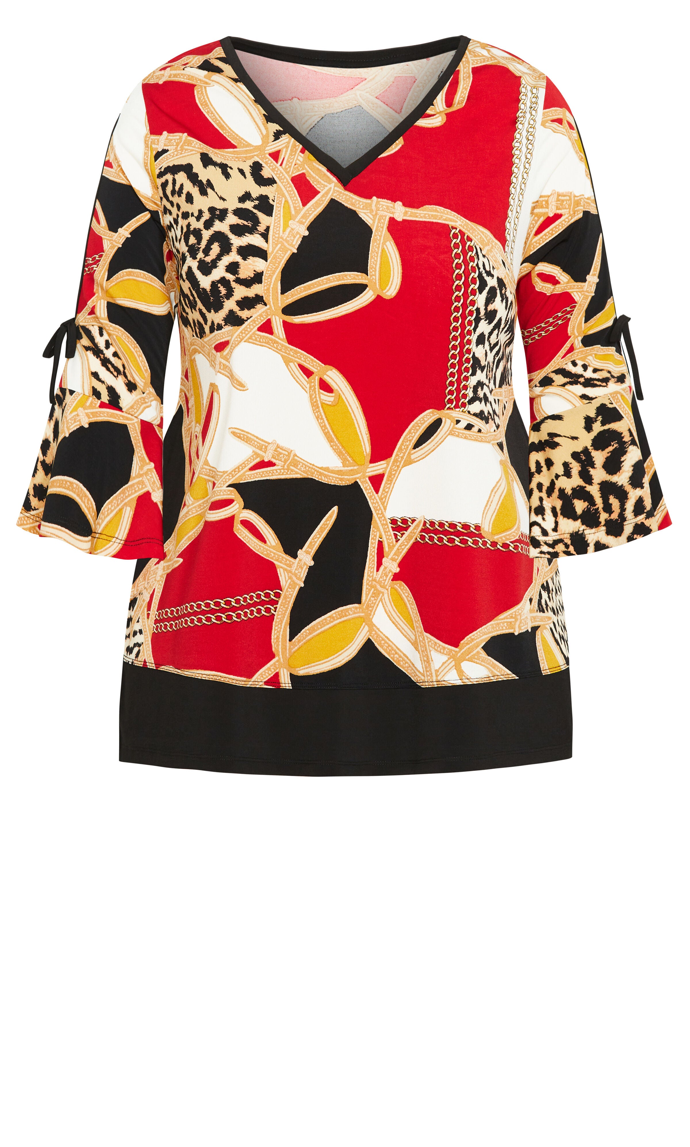 Lara Layered Print Top - red chain, , alternate image number 4