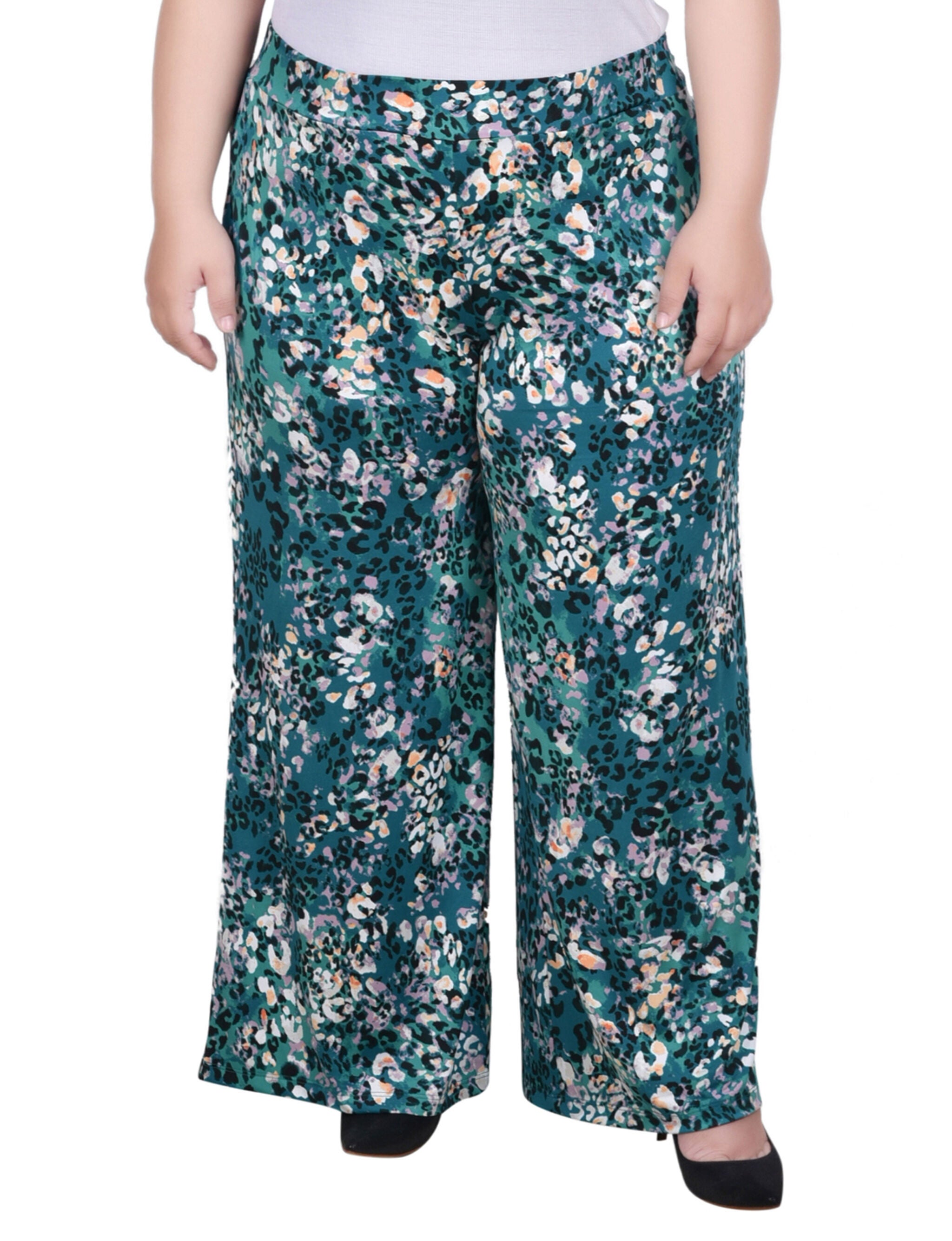 Wide Leg Pull On Pant, Emerald Vibeskin, hi-res image number 0