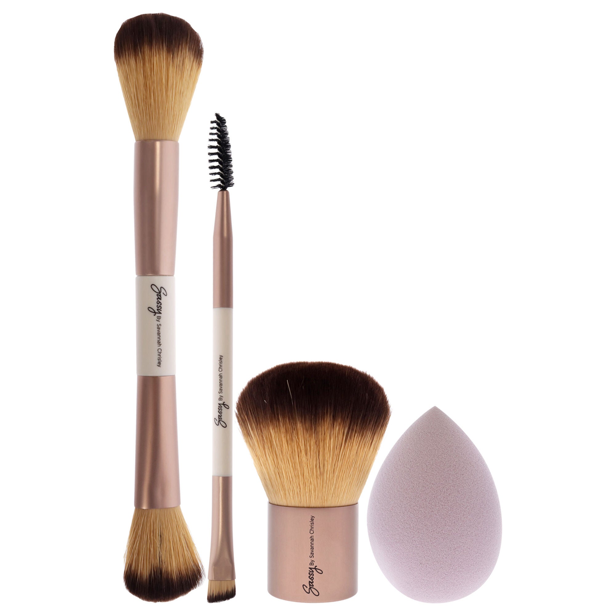 Sassy Brush Kit by Savannah Chrisley for Women - 5 Pc F04 Multi-Purpose Fase Brush, F05 Kabuki, E04 Precision Eye and Brow, Sponge, Bag, , alternate image number 3