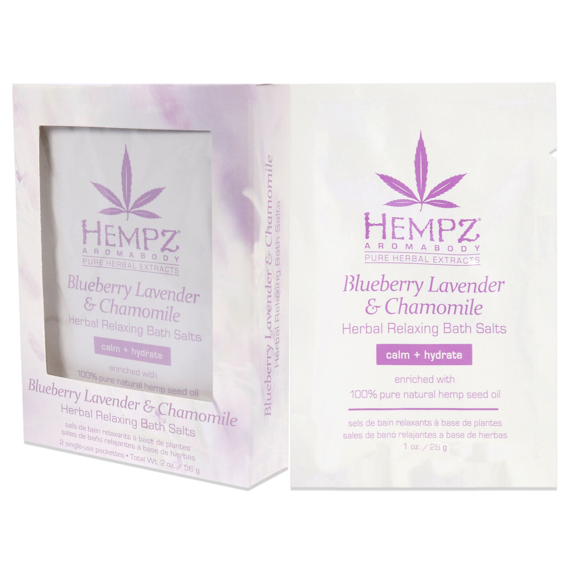 Aromabody Blueberry Lavender and Chamomile Herbal Relaxing Bath Salts by Hempz for Unisex - 2 x 1 oz Bath Salt, See Description, alternate image number 3
